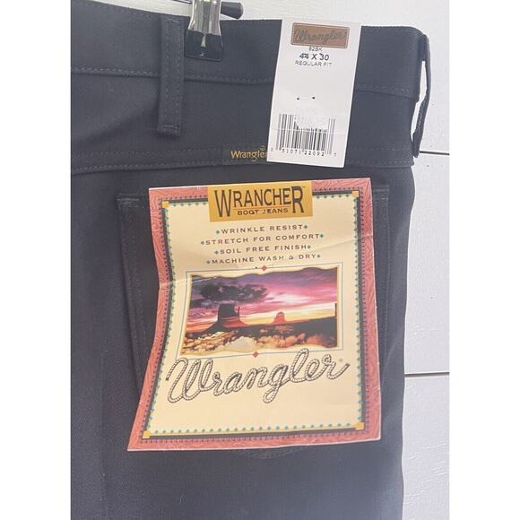 New Wrangler Wrancher Black Dress Jean Pants Regular Fit Bootcut Mens Size 44x30 - Picture 1 of 5